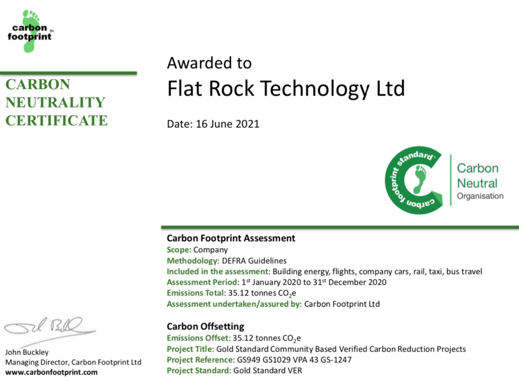 Flat Rock Technology is Carbon Neutral